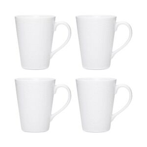 4 Noritake WoW Swirl Mugs Set White On White Colorscapes Drinking Coffee Cup Lot
